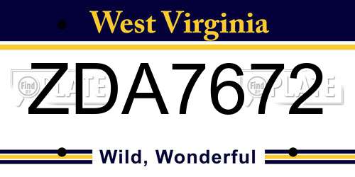 ZDA7672 West Virginia License Plate