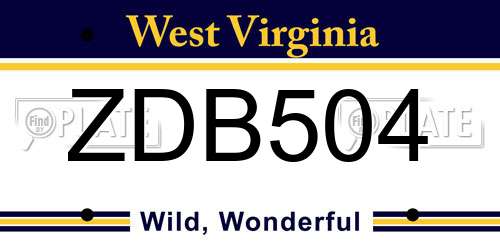 ZDB504 West Virginia License Plate