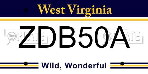 ZDB50A West Virginia License Plate