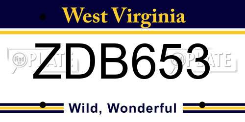 ZDB653 West Virginia License Plate