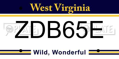 ZDB65E West Virginia License Plate