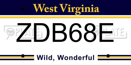 ZDB68E West Virginia License Plate