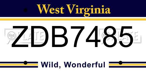 ZDB7485 West Virginia License Plate
