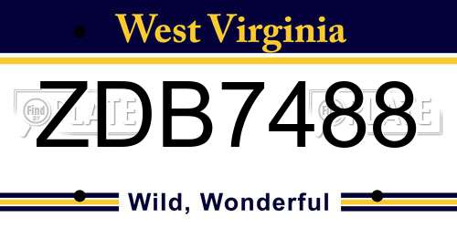 ZDB7488 West Virginia License Plate