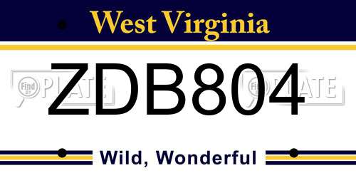 ZDB804 West Virginia License Plate