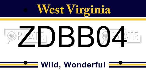 ZDBB04 West Virginia License Plate