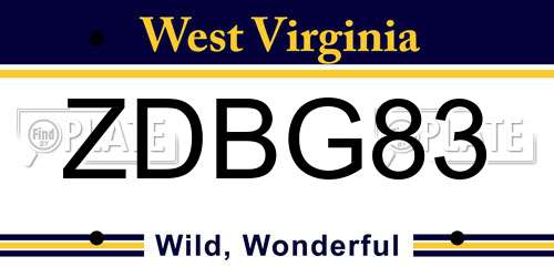 ZDBG83 West Virginia License Plate