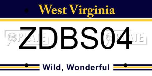 ZDBS04 West Virginia License Plate
