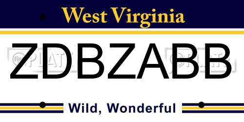 ZDBZABB West Virginia License Plate