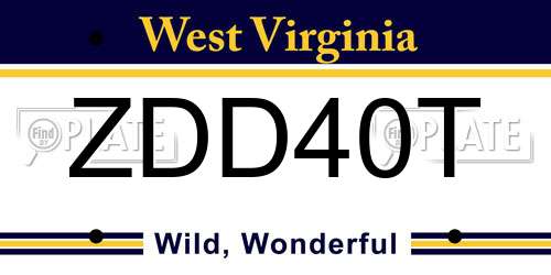 ZDD40T West Virginia License Plate