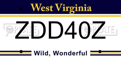 ZDD40Z West Virginia License Plate