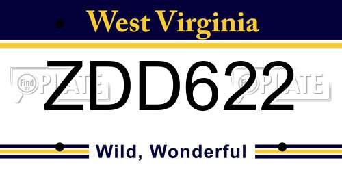 ZDD622 West Virginia License Plate