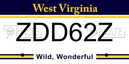 ZDD62Z West Virginia License Plate
