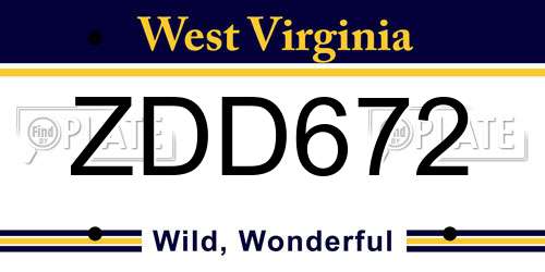 ZDD672 West Virginia License Plate