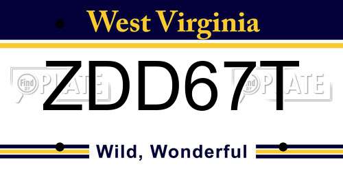 ZDD67T West Virginia License Plate