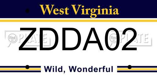 ZDDA02 West Virginia License Plate