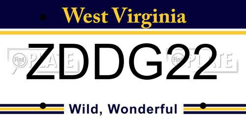 ZDDG22 West Virginia License Plate