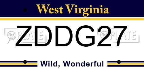 ZDDG27 West Virginia License Plate