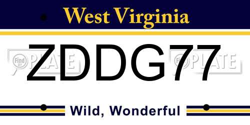 ZDDG77 West Virginia License Plate