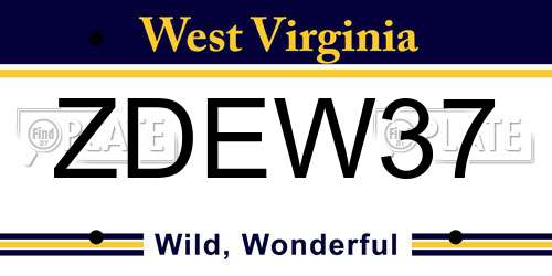 ZDEW37 West Virginia License Plate