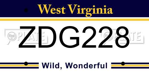ZDG228 West Virginia License Plate