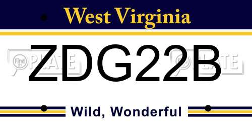 ZDG22B West Virginia License Plate