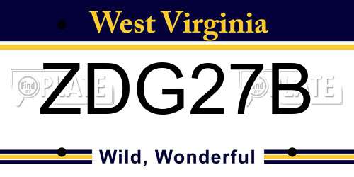 ZDG27B West Virginia License Plate
