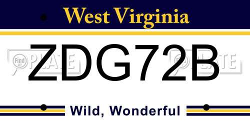 ZDG72B West Virginia License Plate