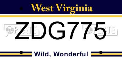 ZDG775 West Virginia License Plate