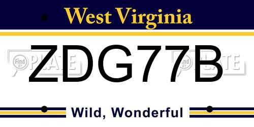 ZDG77B West Virginia License Plate
