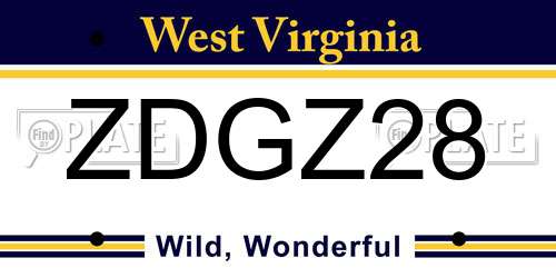 ZDGZ28 West Virginia License Plate
