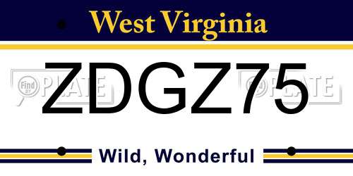ZDGZ75 West Virginia License Plate