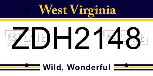 ZDH2148 West Virginia License Plate