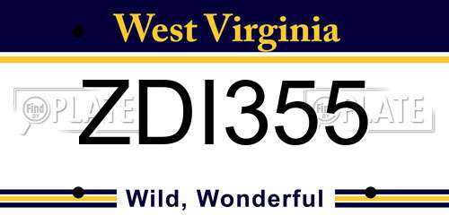 ZDI355 West Virginia License Plate