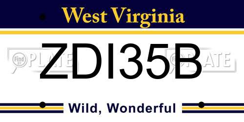 ZDI35B West Virginia License Plate