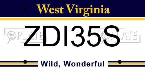 ZDI35S West Virginia License Plate