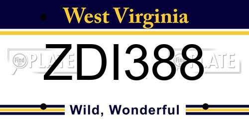 ZDI388 West Virginia License Plate