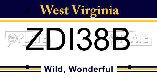ZDI38B West Virginia License Plate