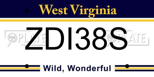 ZDI38S West Virginia License Plate
