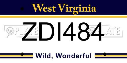 ZDI484 West Virginia License Plate