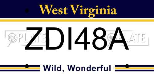 ZDI48A West Virginia License Plate