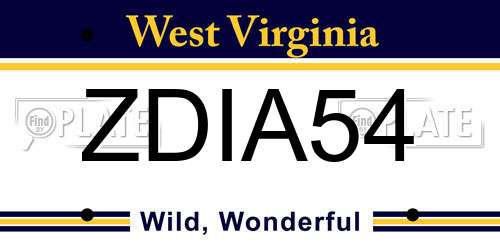 ZDIA54 West Virginia License Plate