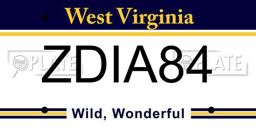 ZDIA84 West Virginia License Plate