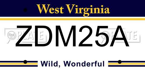 ZDM25A West Virginia License Plate