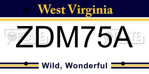 ZDM75A West Virginia License Plate