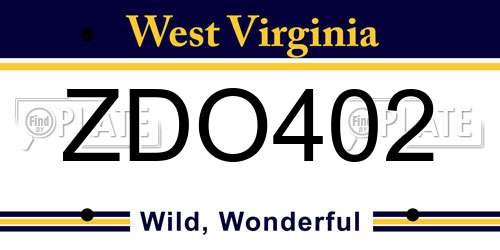 ZDO402 West Virginia License Plate