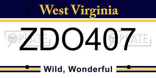 ZDO407 West Virginia License Plate