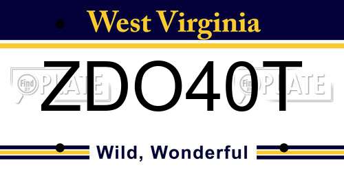ZDO40T West Virginia License Plate