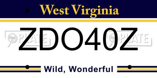 ZDO40Z West Virginia License Plate
