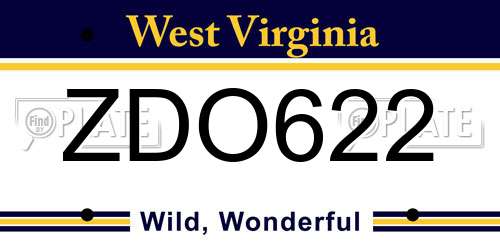 ZDO622 West Virginia License Plate